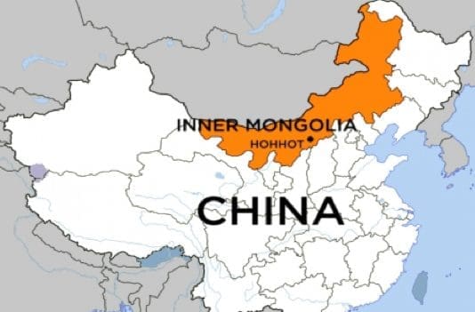 Inner Mongolia in relationship to China