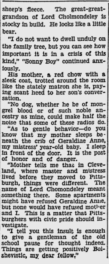 Sonny Boy dog writes his own story.  5 pix  1930 Pittsburg Press